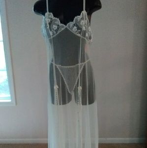 Malini sheer ivory mesh gown NWOT